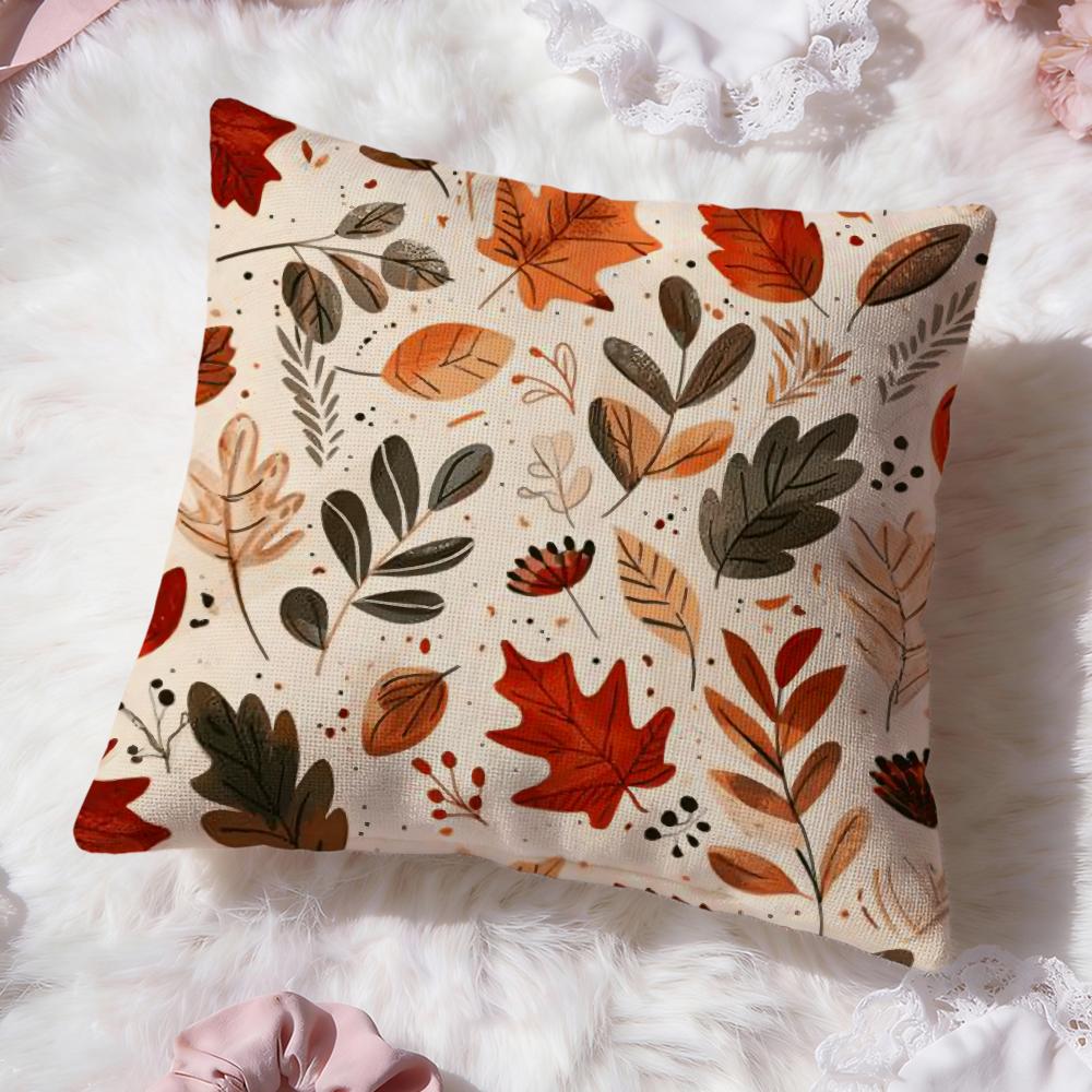 Hot Maple Leaf Vintage Print Cushion Cover Soft Washable Pillow Case Multi-Scene for Couch Bed Travel Office Use