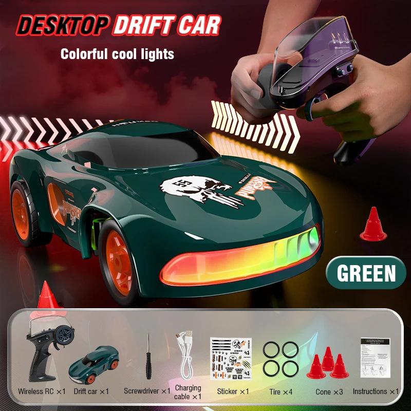 

1/64 Mini RC Car Drift Racing Desktop Light Remote Control Car Rc Four-Wheel Drive High-Speed Toy Children Gift Boy Sports Car зелёный