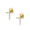 New Hip Hop Punk Gold Plated Cross Stud Earrings Iced Out Cubic Zirconia Jewelry Piercing Stud for Women or Men Ear Accessories