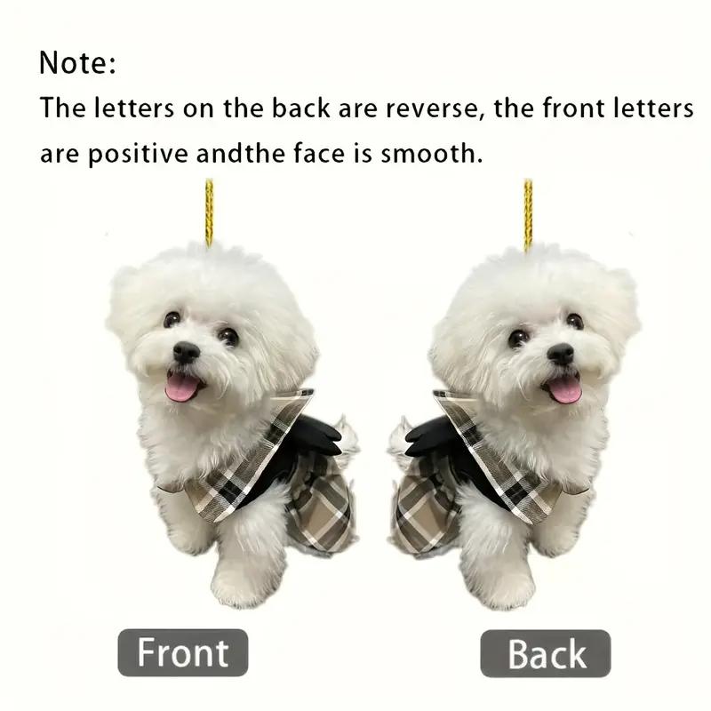 1pc 2D Acrylic Cute Puppy Dog Car Key Pendant Holiday Decoration Christmas Tree Ornament Home Decor