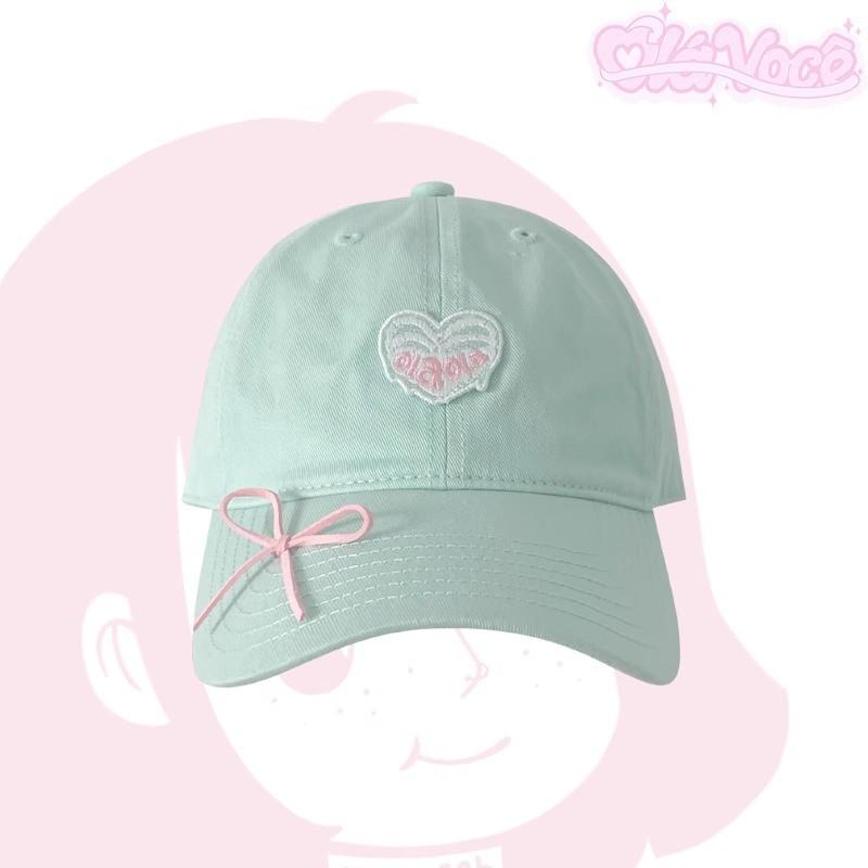 

Love Heart Embroidered Baseball Cap With Wide Brim For Summer Sun Protection зелений