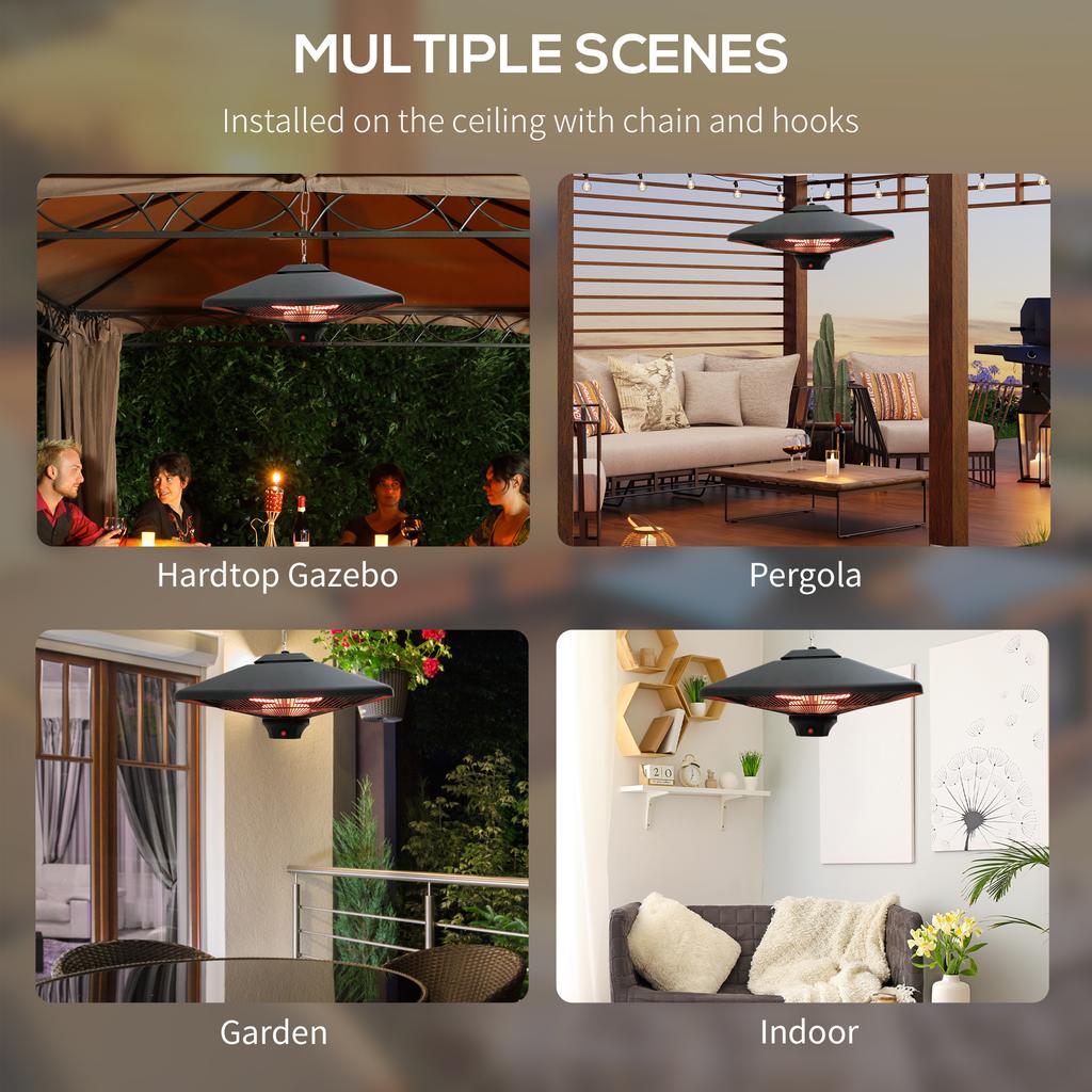 Hanging Electric Patio Heater with 2 Power Settings