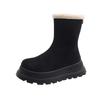 Fashion Retro Thick Bottom Snow Boots Female 2025 Winter New Round Head Chunky Heeled Short Ankle Boot Suede Solid Cotton Shes for Women