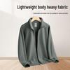 Men's 420g Heavyweight Stand-up Collar Zipper Hoodie - Gray, Spring/Autumn, Loose Fit, Versatile Cardigan.