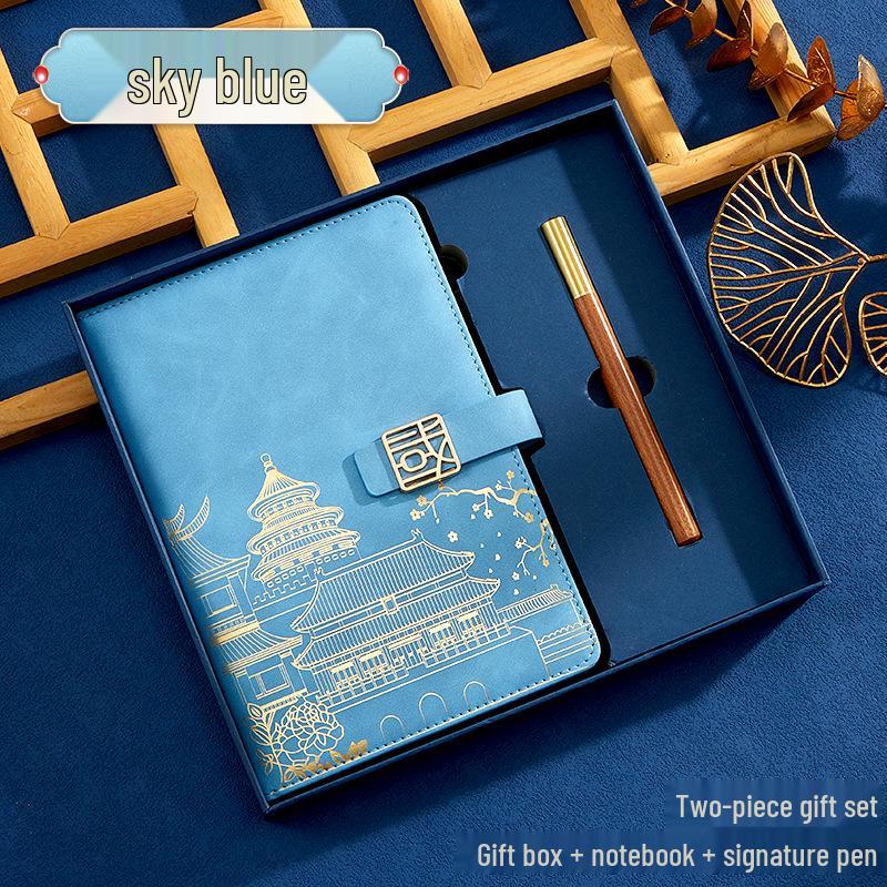 A5 Chinese Retro Style Trendy Notebook Set - Customizable Diary & Business Gift with Logo Printing