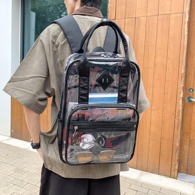 SchoolbagPVC Transparent Waterproof Backpack 1011 New Large-capacity Student Schoolbag High School College Backpack