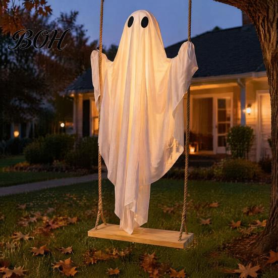 Weiche Geisterfigur für Schaufenster Große Hängeschaukel Halloween-Dekoration mit Fernbedienung und Schnur Wasserdichtes Gewebe Hof Baumlicht,