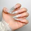 Long French Style Detachable Handmade Press On Nails With Bow Rhinestone For Women