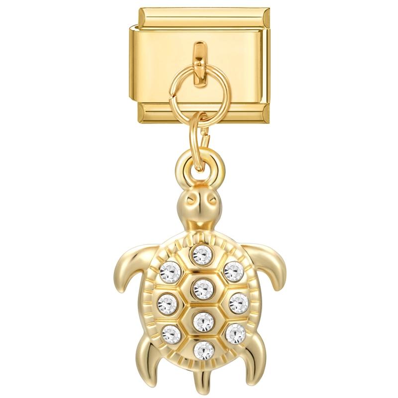 Butterfly Cat Paw Heart Shell Crown Gold Color Pendant Italian Charm Link Fit 9mm Bracelet Stainless Steel Women DIY Making Gift