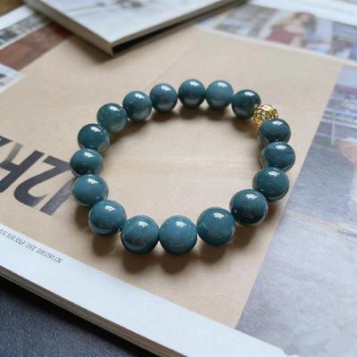 Eisjade-Armband - Blaue Wasser-Rundperlen für Männer & Frauen