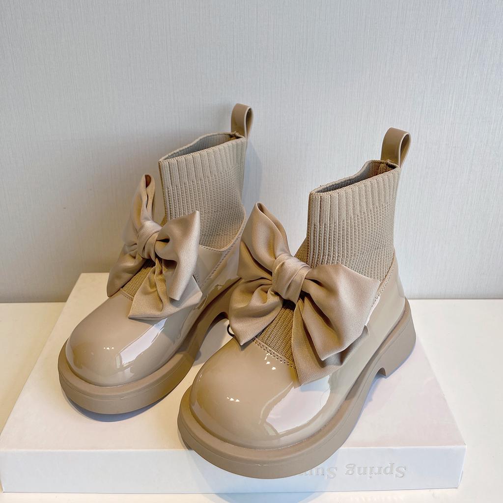 Child Boots Autumn winter Warm Girls Bowknot Princess Breathable Children Sock Shoes Korean Kidsl Sshoes