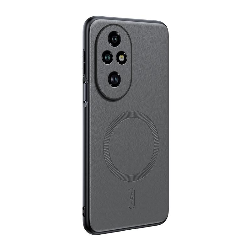 

Чехол для Honor 200 Pro Магнитная кожаная накладка-щиток для Honor 200 Pro Высококачественный Не оставляющий отпечатков пальцев Нескользящий ПК+ТПУ Honor 200 Pro серый