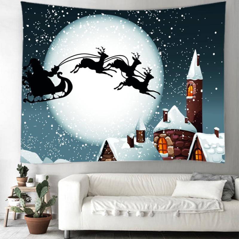 Grenzüberschreitende Weihnachtsfeiertags-Dekorationsszene zum Aufhängen, Stoff-Wandverkleidung, Schlafzimmer-Wandteppich