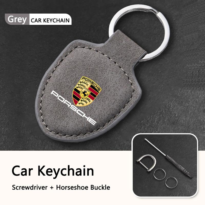 

High-end Car Keychain Keyring Key Chain Pendant For Porsche Panamera Cayenne Taycan 911 718 Macan Carrera-GT 928 968 Accessories сірий