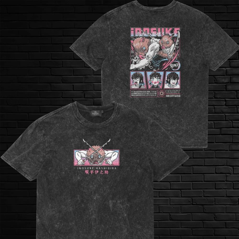 Inosuke Hashibira Beast Breathing Acid Wash TShirt Graphic Tee Mens Unisex Gift L