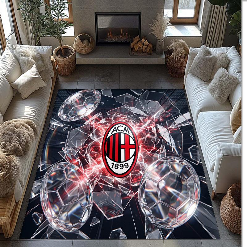 AC Milan Printed Flannel Area Rug Non Slip Soft Polyester Floor Carpet Indoor Decor Mat for Bedroom Living Room Sofa Game Room Home Decoration