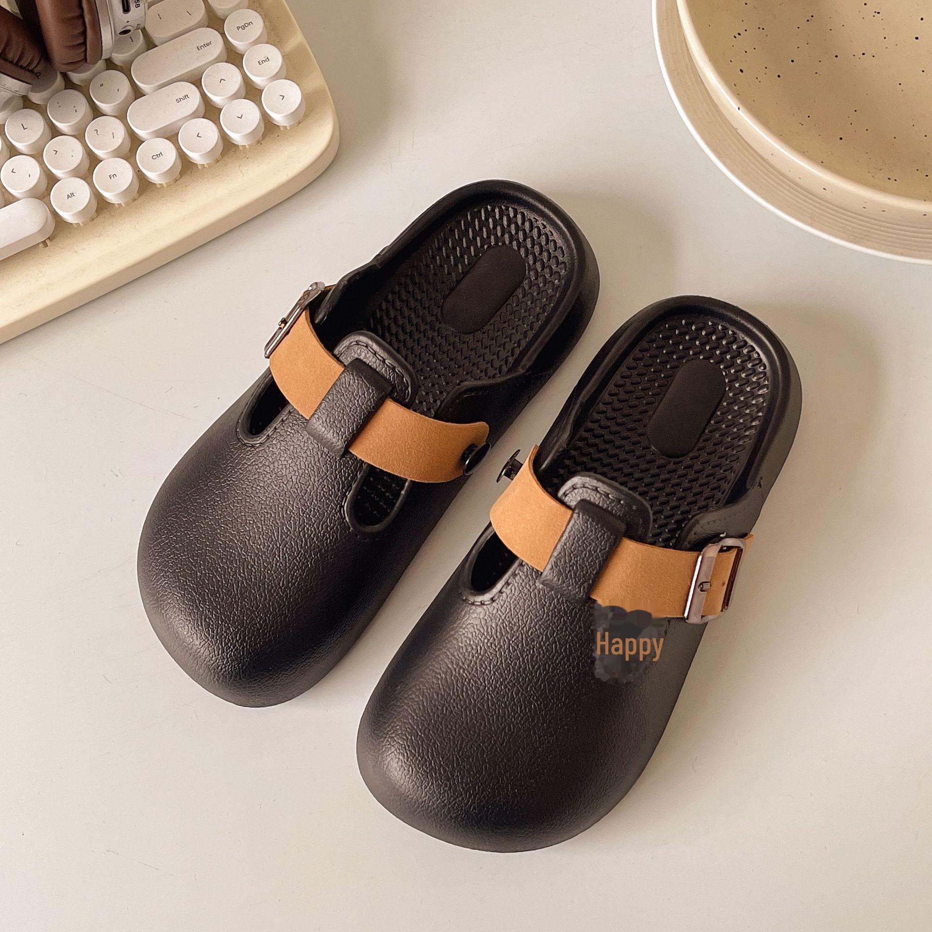 

Женские стильные нескользящие тапочки Baotou Slip-On: Летние и весенние сандалии с мягкой подошвой для пар