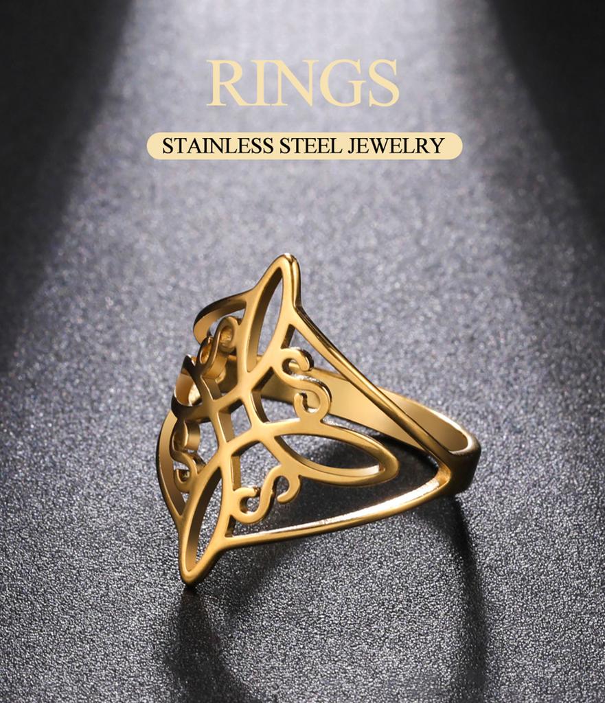 Dawapara Prsten s čarodějnickým uzlem pro ženy Nerezová ocel Keltský uzlový prsten Amulet čarodějnictví Wicca šperky Dárek na Valentýna