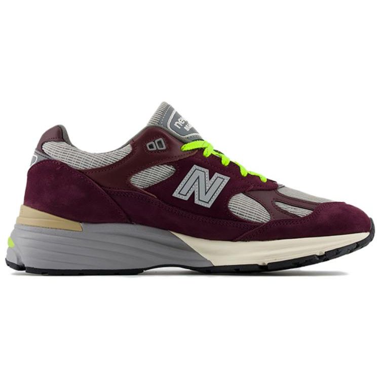 Patta x New Balance 991v2 Fabriqué en Angleterre Betterave Marinée Baskets Unisexe Rouge Jaune Sécurité Dégustation de Vin U991PD2