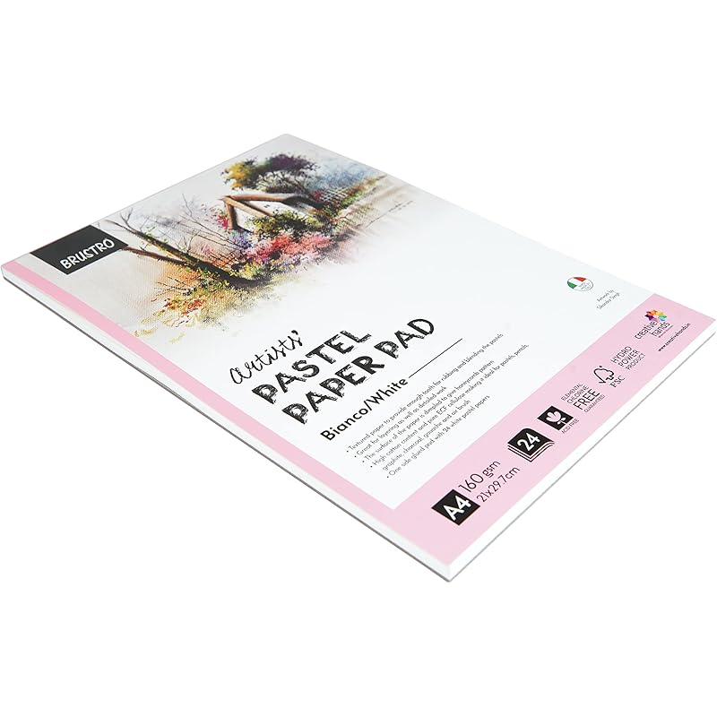 Brustro Artists Pastel Paper Pad Of 24 Sheets | 160 Gsm, White, A4 | Ideal For Pastels, Colour Pencils, Graphite, Charco 8.2711.69 белый