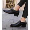 Zapatos para Hombre de Cuero 100% Genuino para Aumentar la Altura 6cm Moda Negocios Fiesta Zapatos Marca Calzado Masculino Negro Puro