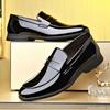 European Men Genuine Leather Casual Shoes Fashion Patent Leather Business Leisure Dress Shoes Black Slip-on Loafers