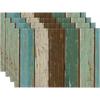 4/6/8Pcs Vintage Wood Floral Placemats Linen Table Mat Rustic Wood Texture with Soft Floral Accents for Farmhouse Dining Spaces
