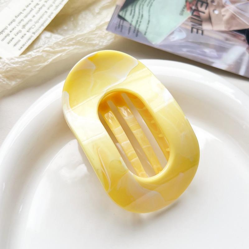 Arc-shaped Oval Grab Clip Marble Gradient Color Ponytail Bun Shark Clip High-end Hair Accessory Hair Clip