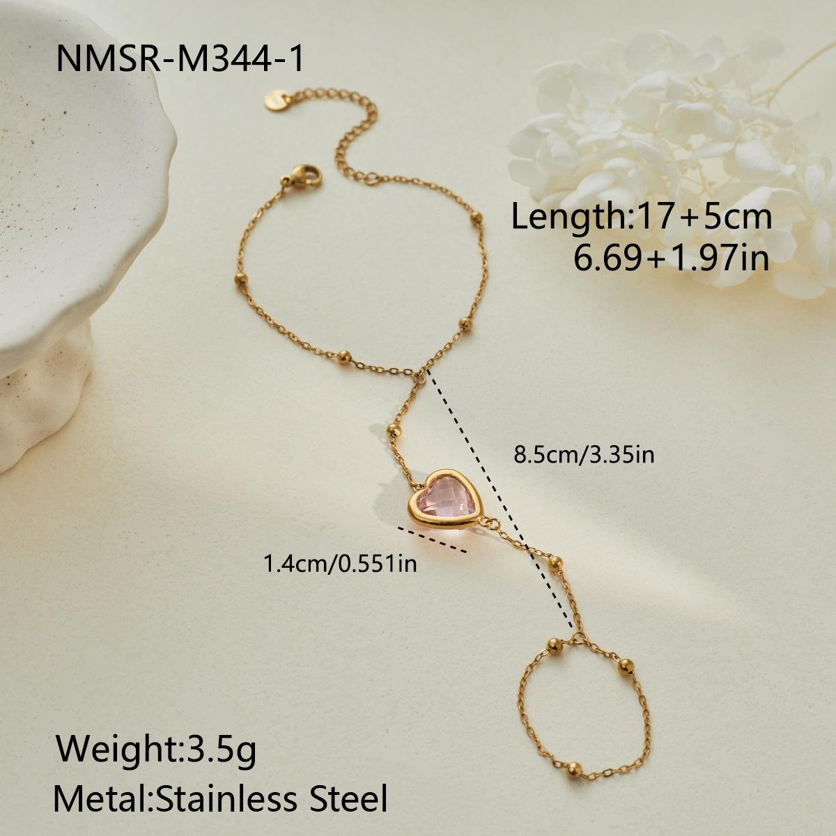 GEMCHIC Women s 18K Gold Plated Pink Crystal Beaded Chain Bracelet Stainless Steel Geometric Design Fashion Jewelry