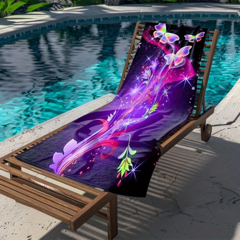 Glowing Floral Butterfly Beach Towel Patterned Sunscreen And Windproof Suitable For Swimming Pool Camping Travel Blanket