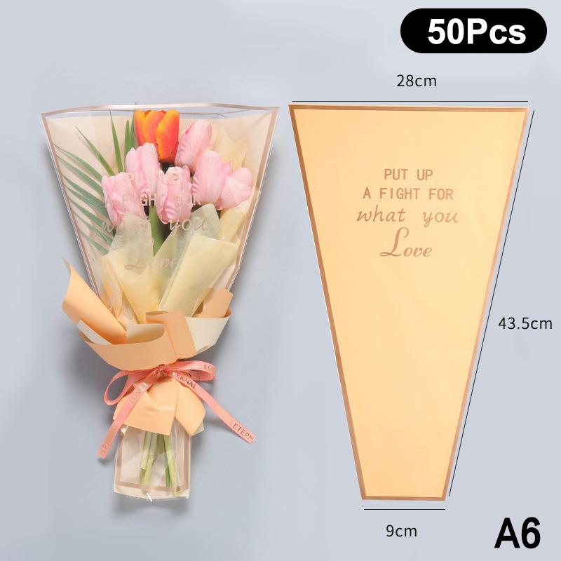 20/30/50Pcs Colorful Flower Wrappers Transparent Bag For Bouquet Flower Wrapper Waterproof Diy Gift Flower Decoration