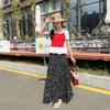 2025 Summer Floral Cotton-Silk Midi Skirt: Slimming, Thin Rayon Cardigan, Long Cake Skirt for Women.
