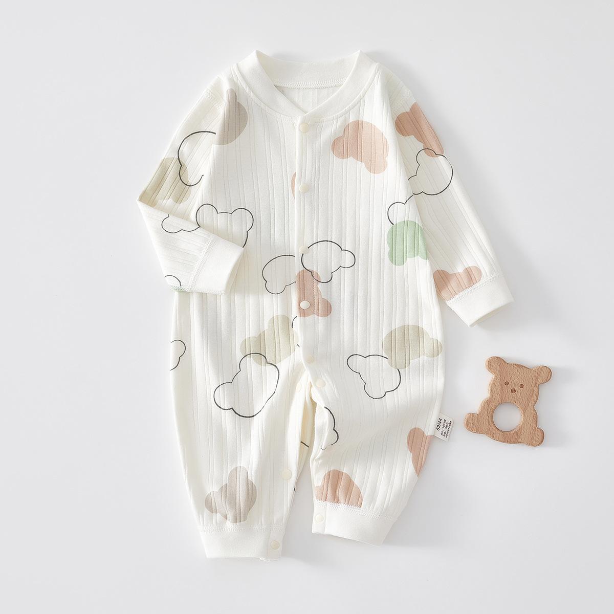 

Весенне-осенний комбинезон для новорожденных из хлопка с рисунком медведя и кролика, комбинезон для девочек, одежда для малышей, комбинезон для младенцев, детская одежда для мальчиков с длинными рукавами для ползания 59 коричневый