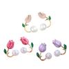3 Pairs Studs Earrings with Flower Theme Ear Studs Add Charm to Outfits Alloy Texture Elegant Earrin for Party and Daily