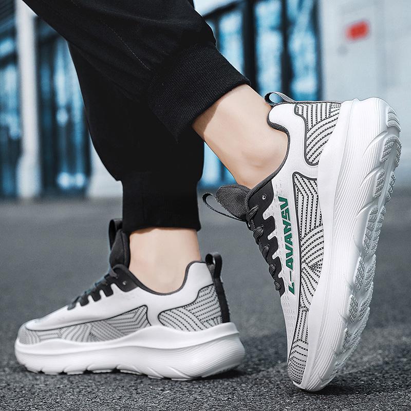 Men Running Shoes Breathable Outdoor Sport Sneakers Air Mesh Gym Elastic Knitting Vamp Tennis Shoes  De Deporte