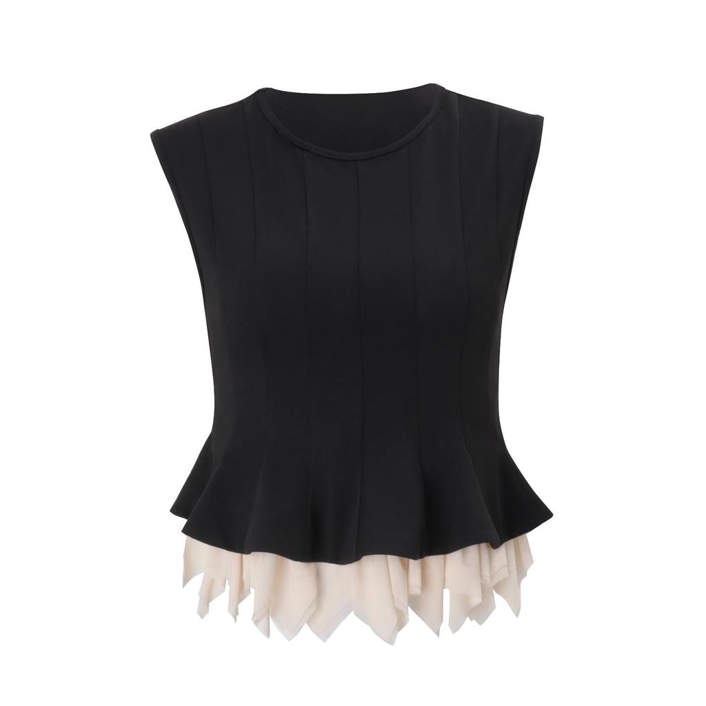 Jennie Kim Ji-soo Inspired Ruffled Sleeveless Top & Waist-Cinching Long Skirt Suit