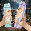 1PC Two Angels Praying Religious Print 750ml Color Plastic Sports Water Bottle Leakproof Flip Straw Lid Suitable for Sports Office Home Use