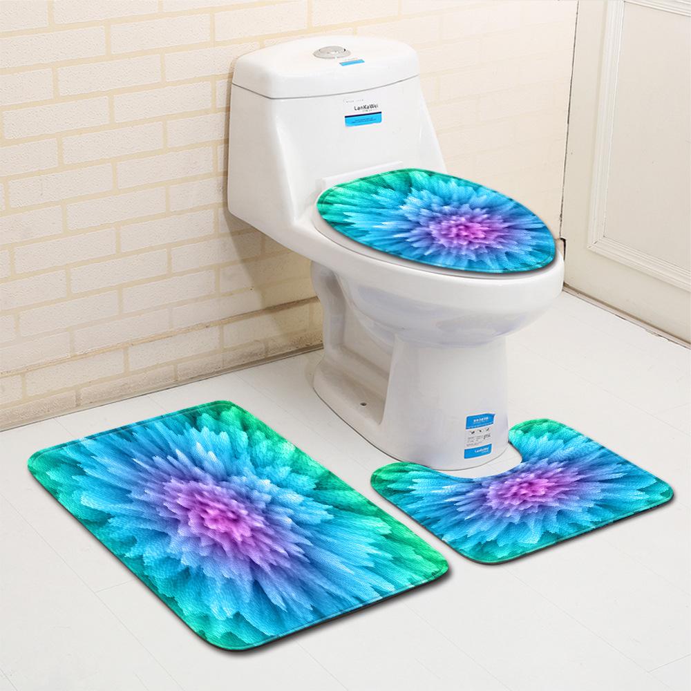 Fashion Painted Toilet Three-Piece Floor Mat Bathroom Door Mat Coffee Table Sand Carpet