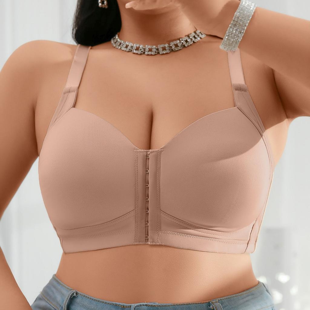 European and American Oversized Front-clasp Bra Without Steel Ring Comfortable Underwear for Running Shockproof and Gathered Beautiful Back Bra
