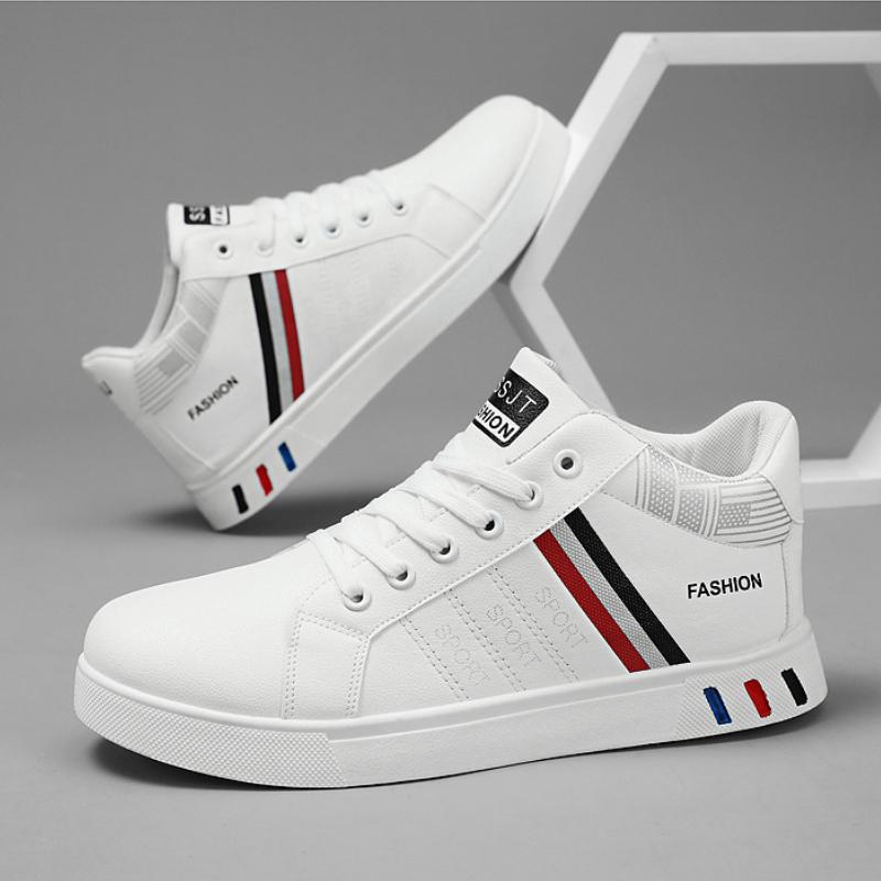 Mode High Top Herren Sneaker Weiß Atmungsaktiv Herren Freizeitschuhe Modedesigner Stiefeletten Rutschfeste Plateau Herren Sportschuhe Übergröße