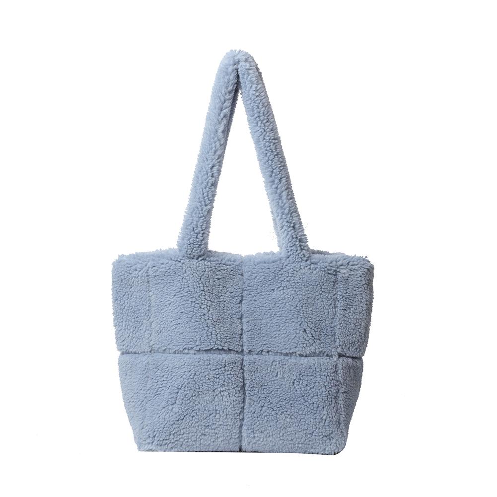 Fluffy Plush Women Underarm Bag Lambswool Large Tote Bag Solid Color Shopper Armpit Bag Ladies High Capacity Square Shoulder Bag
