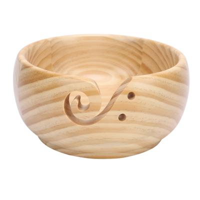 Wooden Yarn Bowl for Embroidery Knitting Crocheting Weaving Storage Holder with Thread Slot