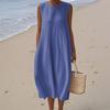Women's Fashion Casual Sleeveless Round Neck Solid Color Elegant Temperament Dress