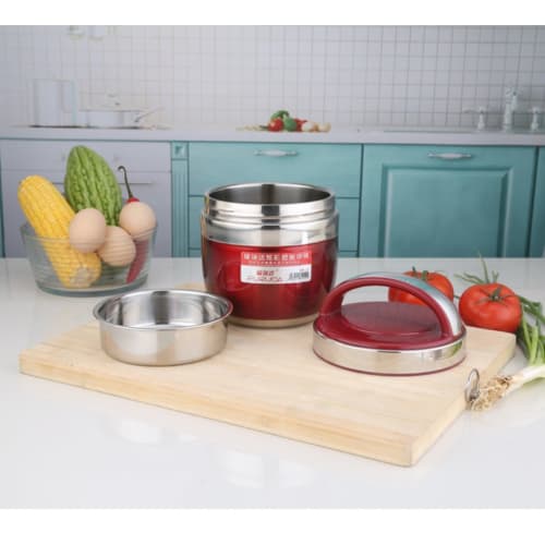 Fiegcit Portable Stainless Steel Insulated Lunch Box, Rice Bowl-Shaped, Thermal Soup Cup, Insulated Lunch Box, Breakfast Cup, Soup Bowl, Food Thermal