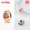 Copper Metal Colorful Flower Series Murano Glass Bead Components Luxury Charm Bead Component Compatible With Authentic Original Bracelet High Quality