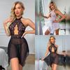 Damen Nachtwäsche Spaghetti Träger Kleid Transparent Sexy Nachthemden Spitze Pyjama Sexy Set Lingerie