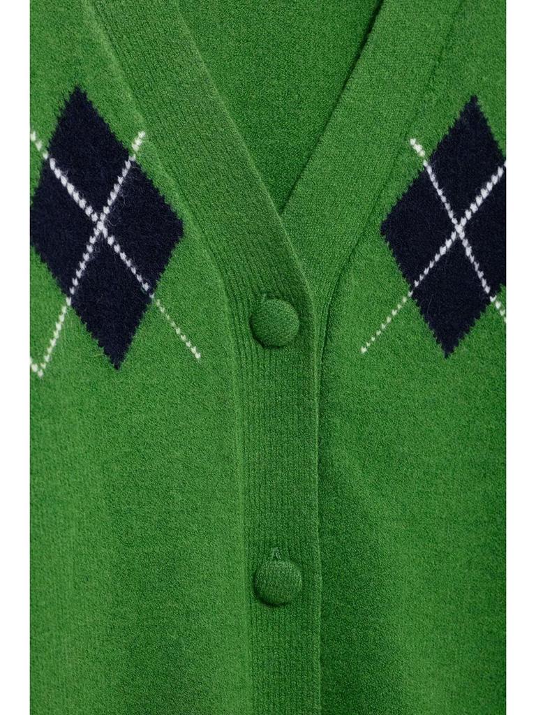 2025 Spring Women's Street Fashion: Diamond Pattern Knit Cardigan