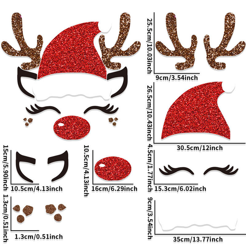

Christmas Door And Window Art Stickers Winter Elements Cartoon Wall Decals Home Bedroom Door Decoration Christmas hat elk