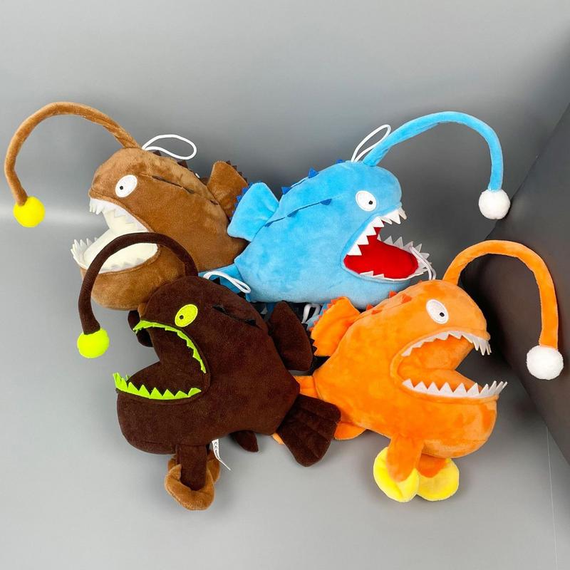 Cartoon Lantern Fish Plush Toy Simulation Monkfish Cute Lophiiformes Ocean Animal Doll Birthday Gift for Kids
