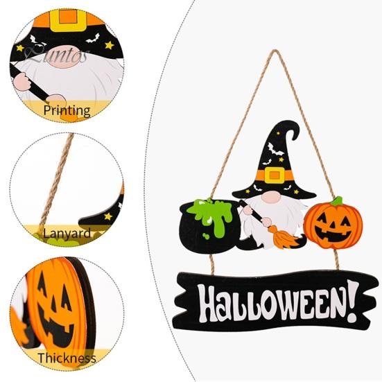 

Деревянный кулон в виде тыквенных гномов с ремешком-призраком ведьмы, письмо, украшение для дома на Хэллоуин, ремесленный орнамент